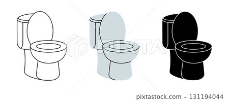 Ceramic toilet icon set. Bathroom hygiene. Vector illustration 131194044