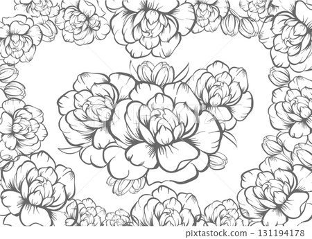 Flower frame. Hand drawn sketch illustration for adult coloring book Flower frame. Hand drawn sketch illustration for adult coloring book 131194178