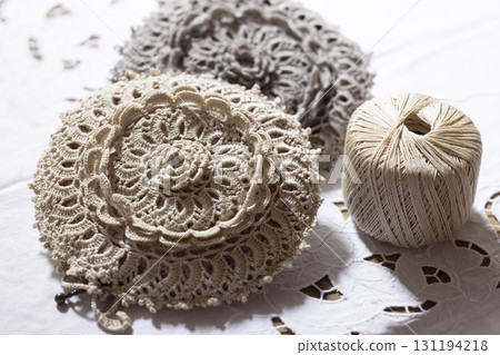 A cute pouch made from lace knitting A cute pouch made from lace knitting 131194218