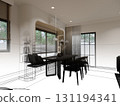 modern dining room interior design ,3d rendering 131194341