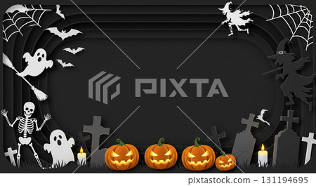 Halloween Paper Cutout Color Mix Frame 131194695