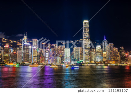 Hong Kong Victoria Harbour at night Hong Kong Island side Hong Kong Victoria Harbour at night Hong Kong Island side 131195107