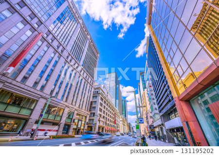 Tokyo cityscape in Japan, Nihonbashi. View of the streets including Nihonbashi Mitsukoshi and Muromachi 2-chome Tokyo cityscape in Japan, Nihonbashi. View of the streets including Nihonbashi Mitsukoshi and Muromachi 2-chome 131195202