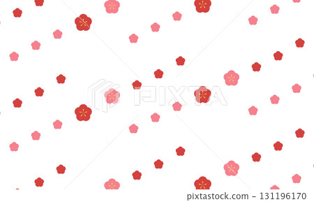 Diagonal border pattern of pink and red plum blossoms 131196170