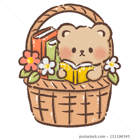 Cute Bear inside a fall flower basket Cozy Kawaii Illustration for Children Story time Autumn Dessert Design Kids Books Educational Materials Greeting Cards Sticker Cute Bear inside a fall flower basket Cozy Kawaii Illustration for Children Story time Autumn Dessert Design Kids Books Educational Materials Greeting Cards Sticker 131196345