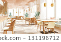 水彩咖啡廳室內插畫03 131196712