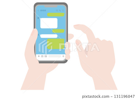 Hands of a person using a messaging app Hands of a person using a messaging app 131196847