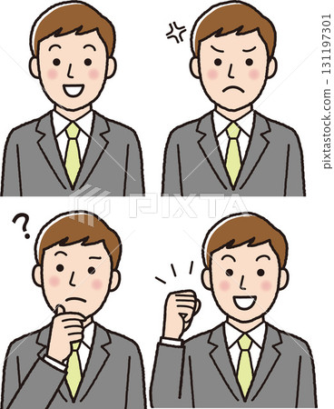 4 組男性臉部表情商業插畫 131197301