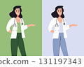 Drawing of a woman doctor with stethoscope 131197343