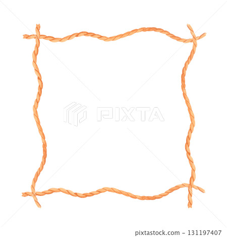 Watercolor twisted rope frame. Square nautical clipart border. Watercolor twisted rope frame. Square nautical clipart border. 131197407