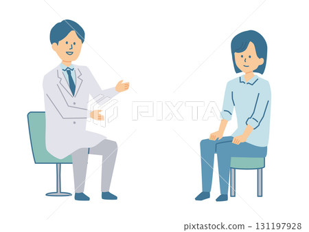 Illustration of a doctor and patient explaining 131197928
