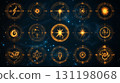 Neon constellation art of zodiac signs set against a starry night sky. Astrological symbols 131198068