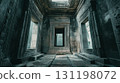 Sunlight filters through ancient ruins showcasing nature's embrace in a serene setting 131198072