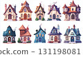 Charming collection of whimsical houses with unique designs set against a white background 131198081