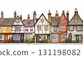 Charming row of traditional houses in a village with historical architecture and colorful facades 131198082