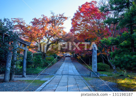The approach to Yogen-in Temple, colored by autumn leaves 131198187