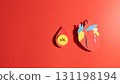 High LDL cholesterol increases the risk of cardiovascular disease. LDL cholesterol particle inside a blood droplet and heart anatomy made from paper on red background. Atherosclerosis concept. 131198194