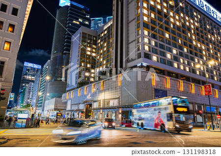 Hong Kong Nathan Road Tsim Sha Tsui Intersection at Night Hong Kong Nathan Road Tsim Sha Tsui Intersection at Night 131198318