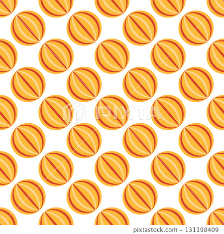 Seamless pattern with a colorful ball, circus and children s play theme. Flat cartoon style. 131198409