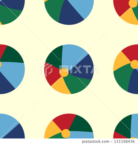 Seamless pattern with a colorful ball, circus and children s play theme. Flat cartoon style. Seamless pattern with a colorful ball, circus and children s play theme. Flat cartoon style. 131198436