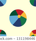 Seamless pattern with a colorful ball, circus and children s play theme. Flat cartoon style. 131198446