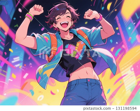 Background: A girl dancing energetically 131198594