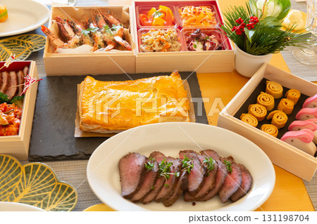 Handmade western style osechi cuisine Italian osechi table setting Handmade western style osechi cuisine Italian osechi table setting 131198704