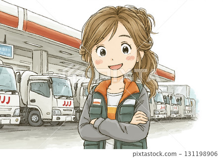 A scene where Miyu instructs gas station refueling 131198906