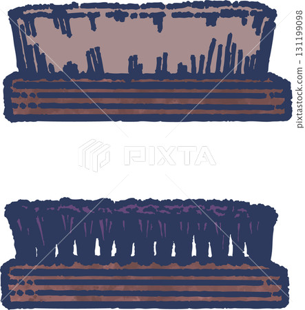 Illustration of two types of brushes for caring for leather shoes 131199098