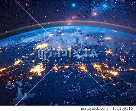 City Lights and the Darkness of Space: The Contrast between Humanity and Nature City Lights and the Darkness of Space: The Contrast between Humanity and Nature 131199110