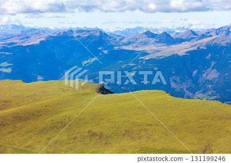 Seceda autumn valley landscape, Val Gardena, Italy 131199246