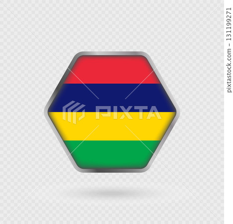 Mauritius flag in a hexagon frame. Mauritius flag in a hexagon frame. 131199271