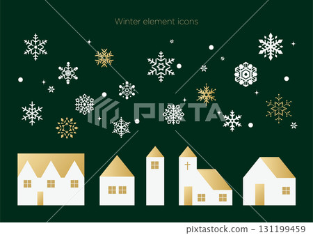 Winter snowflake and house cityscape icon set | Illustration Vector Winter snowflake and house cityscape icon set | Illustration Vector 131199459