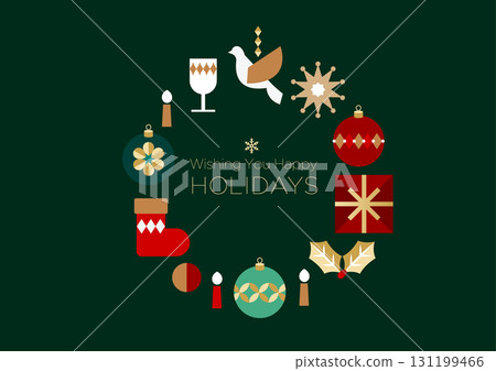 Christmas wreath and ornament with message | Illustration Vector 131199466