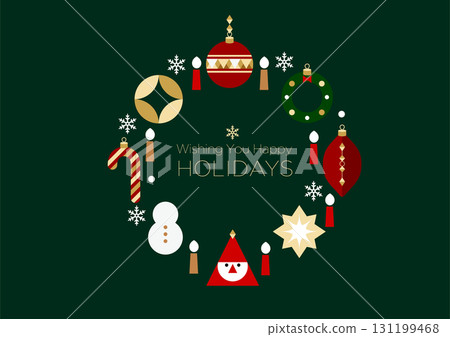 Christmas wreath and winter icon with English message | Illustration Vector 131199468