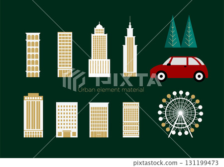 City element icon set skyscrapers and ferris wheel | Illustration vector City element icon set skyscrapers and ferris wheel | Illustration vector 131199473