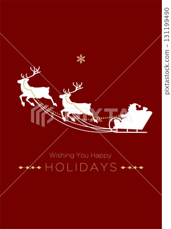 Santa's sleigh and reindeer, minimalist, Christmas banner | Illustration, vector, silhouette 131199490