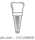 Dental implant, contour. Screw prosthesis, Illustration of dental implantation,orthodontic dental implantation 131199636