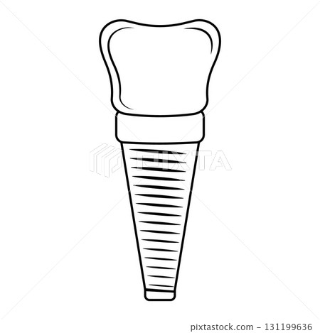 Dental implant, contour. Screw prosthesis, Illustration of dental implantation,orthodontic dental implantation 131199636