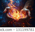 雙手捧起火焰漩渦 131199781