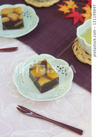 Autumn Japanese sweets: Chestnut yokan Autumn Japanese sweets: Chestnut yokan 131199847