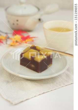 Autumn Japanese sweets: Chestnut yokan 131199855