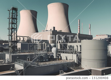 Nuclear power plant producing energy with towering reactors.AI Generated Nuclear power plant producing energy with towering reactors.AI Generated 131200408