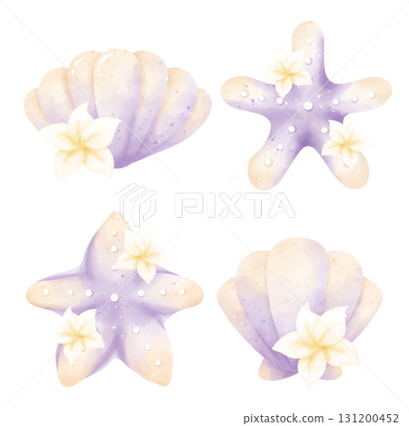 watercolor set of sea shells 131200452