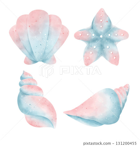 watercolor set of sea shells 131200455