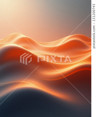 Gentle undulations of shimmering light sweep across the horizon, casting a warm glow as the sun descends, embodying tranquility and beauty in the evening Generative AI 131200743