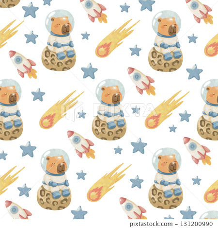 cute seamless pattern capybara astronaut cute seamless pattern capybara astronaut 131200990