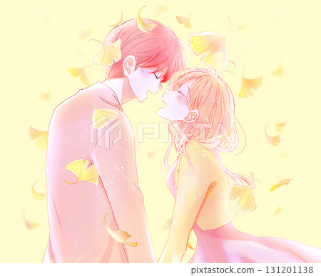 Men and women laughing facing each other Autumn Ginkgo 131201138