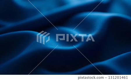 Luxurious blue fabric showcases intricate folds and soft waves, illuminated by delicate lighting that enhances its rich texture and depth, inviting touch and admiration Generative AI 131201461