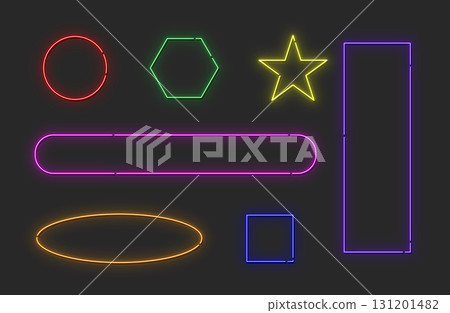 Simple neon light colorful shapes Simple neon light colorful shapes 131201482